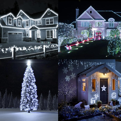 TW SHINE 2 Pack Solar String Lights Outdoor, Total 80 FT 240 LED Solar Powered Waterproof White Fairy Lights 8 Modes for Outside Christmas Party Tree Wedding Yard Decorations