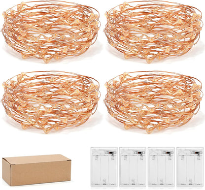 Led Fairy Lights Battery Operated, 4 Packs Mini Battery Powered Copper Wire Starry Fairy Lights for Bedroom, Christmas, Parties, Wedding, Centerpiece, Decoration (5m/16ft Blue)