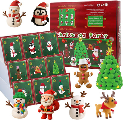 ISKIHO 9 Pack Christmas Snowman DIY Crafts Kit,Christmas Crafts for Kids,Build a Snowman Gingerbread Man,Santa,Penguins,Elk & Christmas Tree Kit Modeling Clay DIY Christmas Gifts Crafts