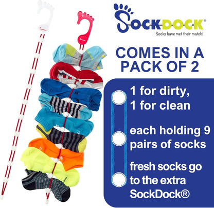 Sock Laundry Solution for Washing Drying & Storing Socks in Pairs, Clip & Hold Socks in Washer Dryer & Closet 2-Pack