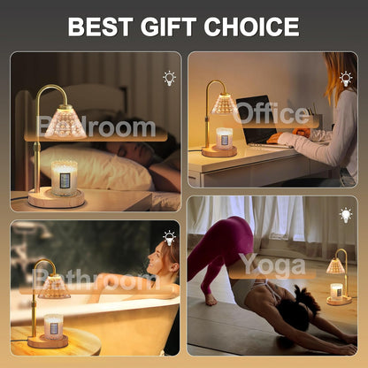 Candle Warmer Lamp with Timer Dimmable, Birthday Gifts for Women Mom, House Warming Gifts New Home Decor, Wax Melt Warmer for Jar Candles, Home Bedroom Decor with 2 Bulbs