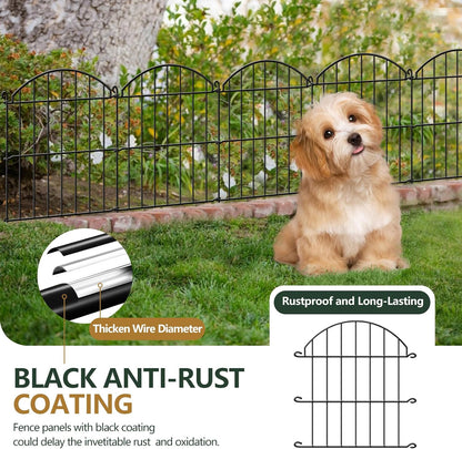 15 Panels Decorative Garden Fence, 15.94ft x 23in Animal Barrier Fencing Arched Rustproof Metal Border Ground Stake for Rabbit Dog, Outdoor Decor for Yard & Patio