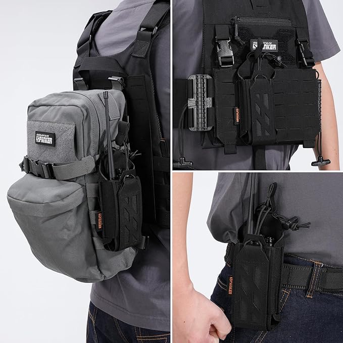 EXCELLENT ELITE SPANKER Tactical Universal Radio Holster Holder Molle Radio Pouch Adjustable for Duty Belt,Vest for Two Ways Walkie Talkie