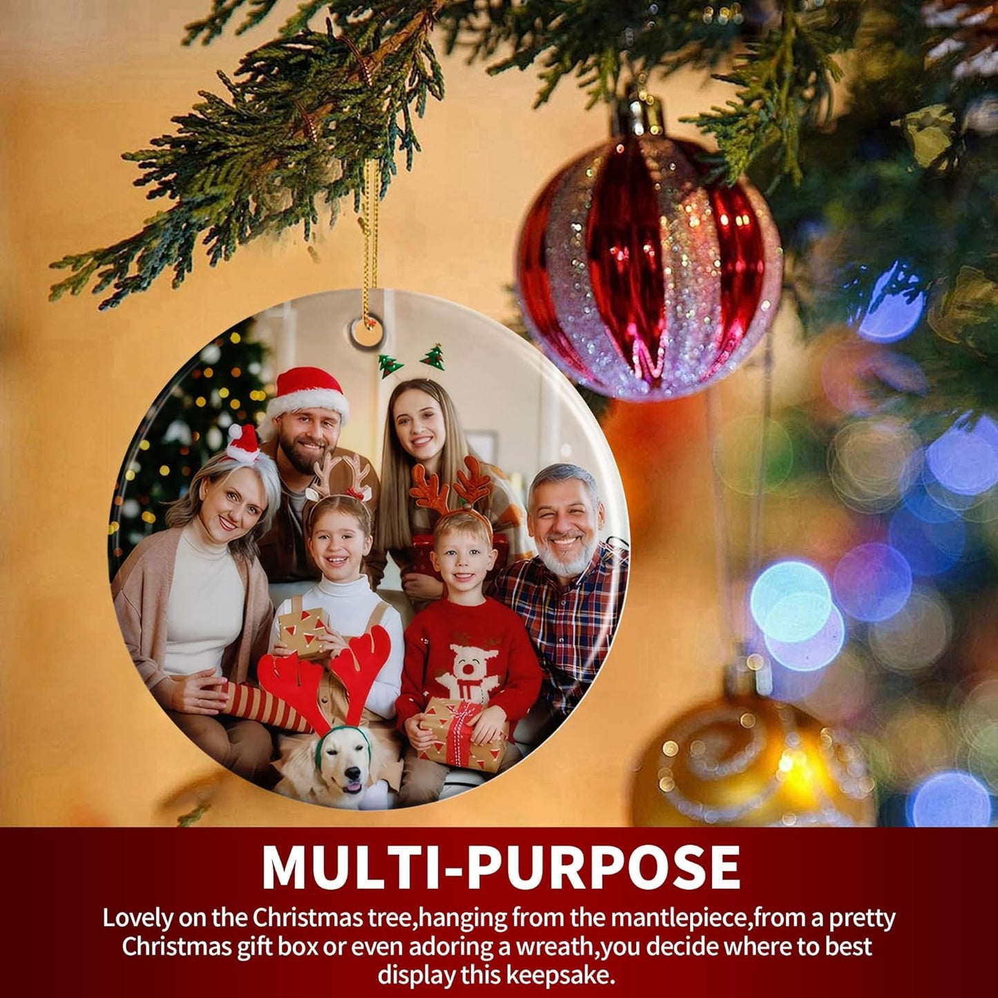 Personalized Christmas Ornaments, Custom Photo & Text 2025 Christmas Tree Ornament, Ideal for Xmas Decorations, Baby Showers, Weddings, Birthdays, Gifts for Mom, Dad, Kids, Pets, Friends