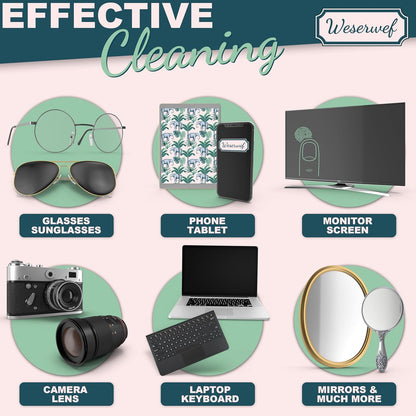 WESERWEF Design Microfiber Glasses Cleaning Cloth – Premium Cleaning Cloth for Eyeglasses, Screens, Tablets, Cameras & Lenses, 12" x 12", Ultra-Soft & Scratch-Free (Elephant)