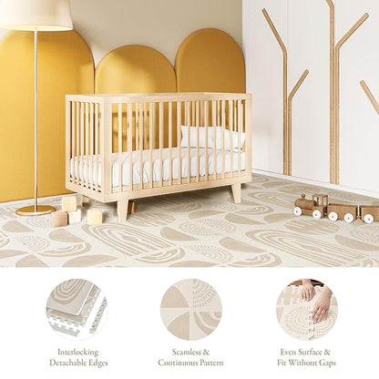 Premium Exercise & Baby Foam Play Mats - Stylish & Large Non-Toxic Odorless Floor Mat - 6 Tiles - Spacious 6ft x 4ft - Peel-Resistant Reinforced Ver.- Soft Thick, Waterproof - Desert Sand