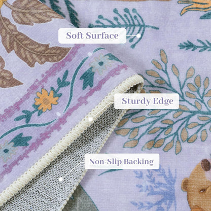 OJIA Animal Print Washable Rug 5x7 Area Rugs for Nursery, Soft Kids Bedroom Rug Ultra-Thin Non-Slip Modern Living Room Carpet, Stain Resistant Throw Carpet for Office Dining Room