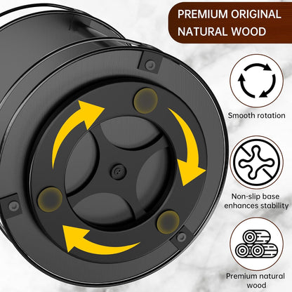 Lazy Susan Organizer 2 Tier - 9.2" Turntable Spice Rack for Table Top, Wooden Rotating Lazy Susan for Cabinet Pantry Kitchen Countertop Dining Table Cupboard Bathroom Vanity Storage(Black)