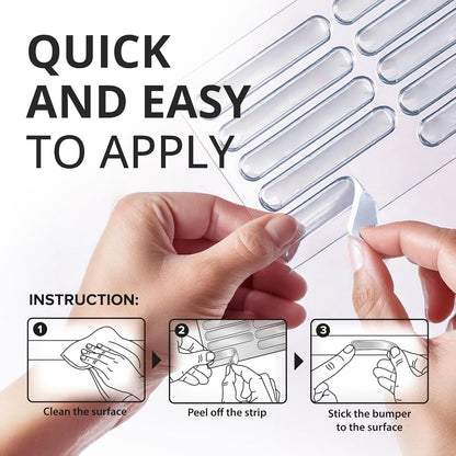 X-Protector Cabinet Door Bumper Strips - 40 PCS - Clear Door Silencer - Premium Cabinet Door Bumpers - Soft Door Slam Stopper - Multi-Purpose Bumpers for Cabinet Doors, Chair Backs, and More!