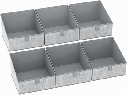 DIMJ Closet Storage Bins 6 Pack - Fabric Trapezoid Closet Organizer Bin, Foldable Storage Baskets for Shelves, Closet Shelf Organizer, Clothing Storage Box for Toys, Books, Towel, Clothes, Gray