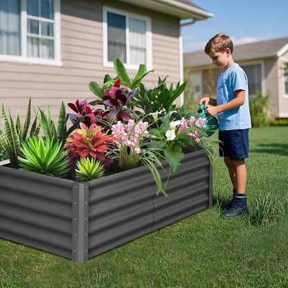 Large Outdoor Planter Boxes Kit Set of 2,6x3x1.5ft Galvanized Raised Bed Planter with Open-Ended Base Design, Elevated for Outdoor Plants, Durable Raised Bed for Gardening,Green