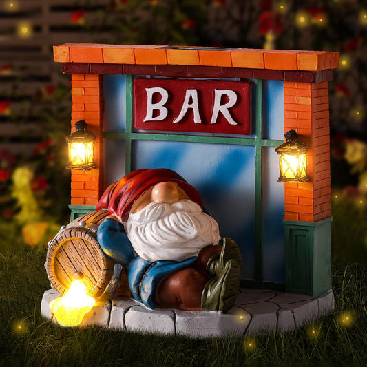 WINTS Garden Gnomes Solar Lights,Solar Gnomes Outdoor,Funny Garden Gnomes Decoration for Lawn,Balcony,Yard,Patio Gnome Gifts for Mom,Men