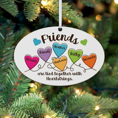 Let’s Make Memories Personalized Christmas Ornament - for Sisters - 2024 Christmas Ornament - Pastel Holiday Décor - Wood - Oval - Heartstrings - 2–6 Names