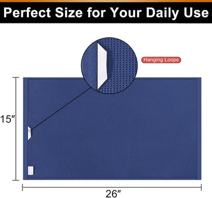 Homaxy 100% Cotton Waffle Weave Kitchen Towels - 8 Pack Soft and Absorbent Dish Towels - 16 x 26 Inches Quick Dry Hand Towels - Navy Blue