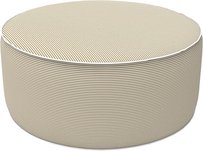 LVTXIII Inflatable Stool Ottoman Footrest with Handle, All Weather Foot Rest, Indoor or Outdoor Use for Home Patio Garden and Camping, D21 x H9, Stripe Beige