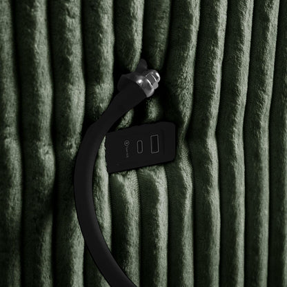 Modular Sectional Sofa Couch, Plush Corduroy Fabric Sectional Couches for Living Room with USB Charging Ports, Phone Holders, and Multi-Functional Storage Armrests (Green, 3set+1ottoman)