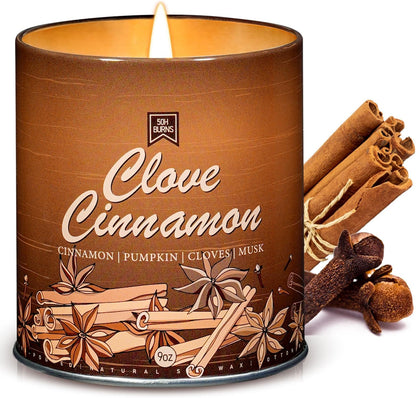 Cinnamon Fall Candles for Home Scented Natural Soy Wax Non Toxic Birthday Candle Scented Candles 40 Hours Bruning 9oz Aromatherapy Candle Gifts for Women Halloween Birthday Thanksgiving