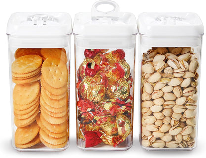 Felli Flip Tite Food Storage Container with Lid Airtight 4" Ring Seal Flip Top, Stackable Acrylic Canister Jar for Pantry Kitchen Counter, Snack Coffee Bean Granola Pet Treats Cracker Holder (1.3 qt)