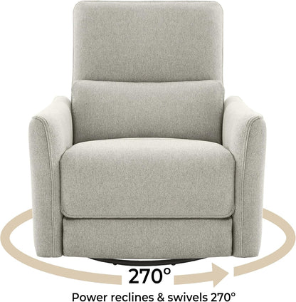 CHITA Power Recliner Chair Swivel Glider, FSC Certified Fabric Living Room Nursery Reclining Sofa Chair with Lumbar Support, Dove Grey