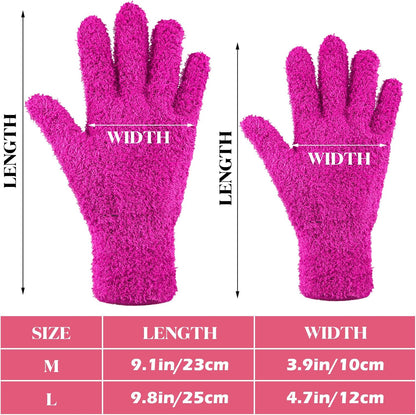 Patelai 3 Pairs Microfiber Plant Dusting Gloves Leaf Cleaning Gloves for Indoor Plants, Blinds, Furniture, House(Medium,Purple, Rose Red, Black)