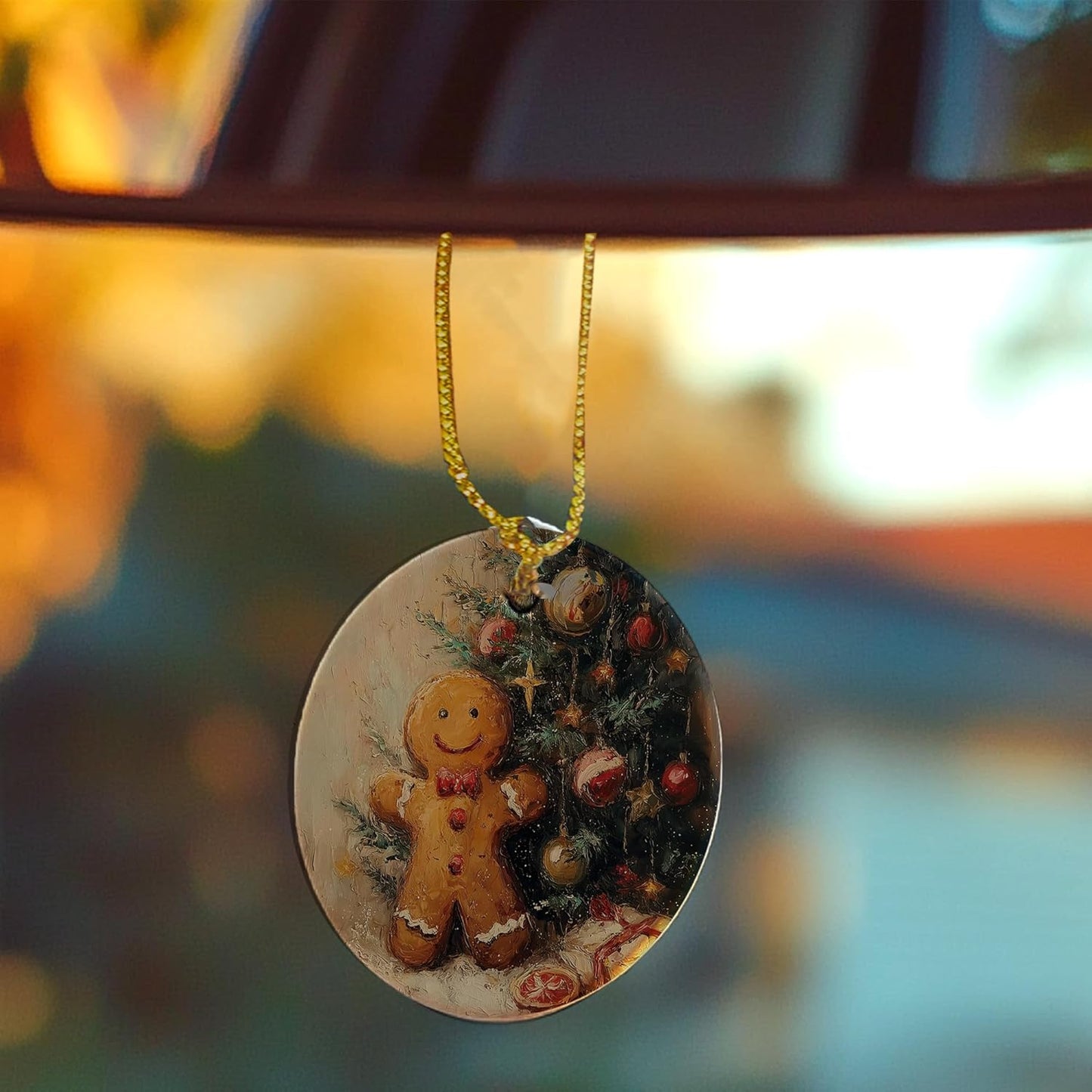 Vintage Christmas Gingerbread Ceramic Ornament Gifts, Retro Winter Christmas Gingerbread Decorative Hanging Ornaments for Xmas Tree Holiday Party Decoration, Winter Xmas Tree Decorations