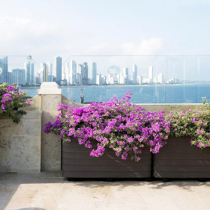 Crescent Garden TruDrop Self Watering Slat Medium Rectangular Planter Box for All-Weather - Outdoor Deck Box Planter for Flowers and Herbs, 36'' x 17'' x 17''H (Slate)