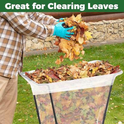 Outdoor Trash Bag Holder Metal Garden Trash Bag Holder for Yard Waste Stand Holds 30-45 Gallons Leaf Bag Holder with 4 Clips for Leaves Camping Lawn Party Weeding Yard Gardening（1pcs+4clips）