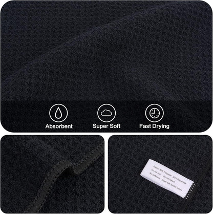 KinHwa Microfiber 6 Pack Dish Cloths Thick Waffle Weave Kitchen Dish Drying Towel Rags Super Absorbent Kitchen Tea Towels Sets 12inch x 12inch Black