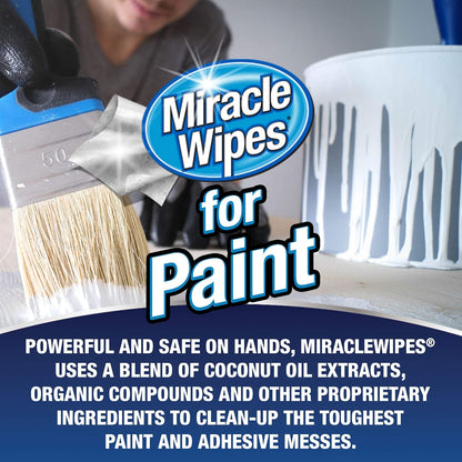 MiracleWipes for Paint Prep & Cleanup, Remove Tough Grime Build-Up, Wet Paint, Caulking, Epoxy, Colorant, and more from Hands, Surfaces, & Tools - 60 Count