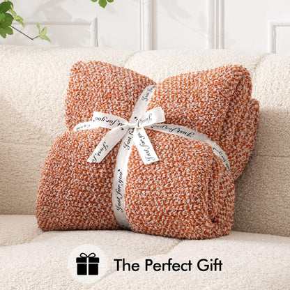 MIULEE Fall Burnt Orange Super Soft Throw Blanket for Bed, Twin Size Cozy Fluffy Warm Blankets Knit Blankets for Couch, Sofa, Chair, Living Room, Camping, Picnic, 60 x 80 inch