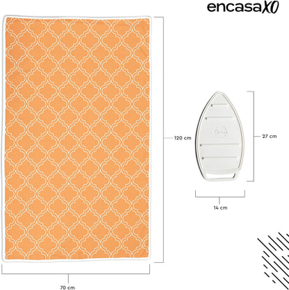 Encasa XO Ironing Mat/Pad (Large 48"x28") with 3mm Padding & Silicone Iron Rest for Steam Pressing on Tabletop or Bed - Heat Resistant, Portable, Quilting & Travel Blanket - Peach Tiles