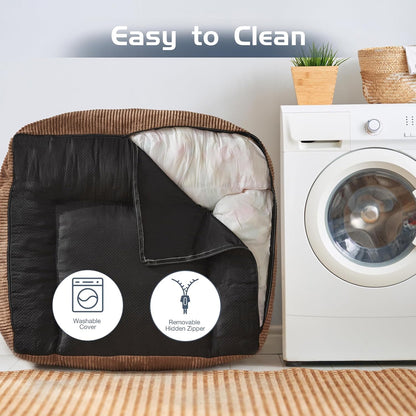 Giant Bean Bag Chair Sofa for Adults Teens, Comfy Corduroy Large Bean Bag Chairs with Armrests for Bedroom Living Room, Adult BeanBag Lazy Sofa Couch Chairs with Filler Included