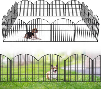 Metal Garden Fence 28in (H) x 37.3ft (L), 16 Panels + 17 Stakes Dog Fences Border Fence Animal Barrier, No Dig Garden Fencing for Yard Flower Bed Patio Outdoor, CTW2816 Black