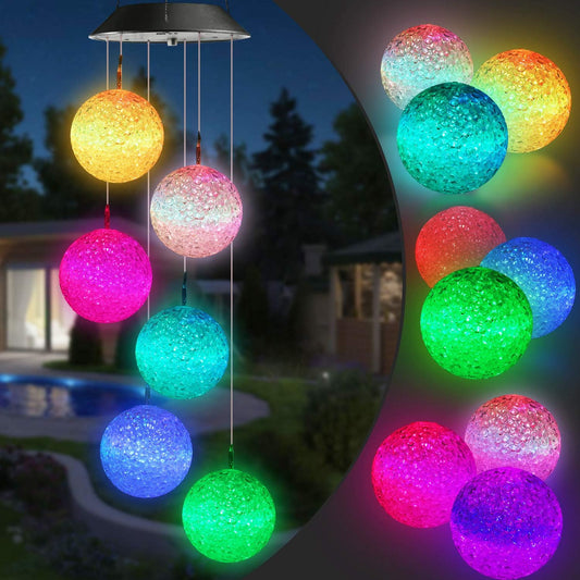 Toodour Solar Wind Chime, Color Changing Ball Wind Chimes, LED Decorative Mobile, Gifts for Mom Grandma, Waterproof Outdoor Solar Lights for Garden, Patio, Party, Yard, Window, Outdoor Decorations