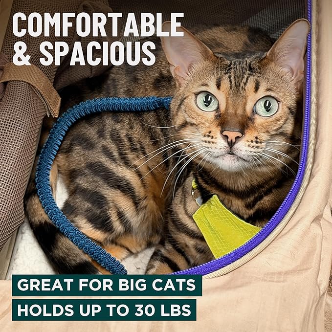 OutdoorBengal Zeppelin™ Airline-Approved Large Cat Carrier Soft – TSA-Approved Pet Carriers with Top Opening for Plane and Car Travel – Kittens or Small Dog Carrier (Creme)