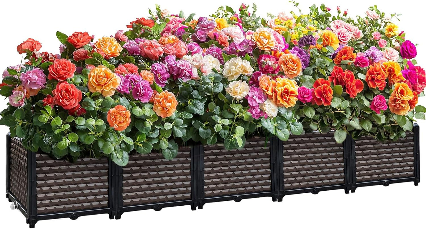 Large Planters for Outdoor Plants 14" Tall Planter Box, Raised Beds for Gardening Self Watering, Elevated Planter Box with Legs, Rectangular Garden Planters for Outdoor Plants Flowers, 78.7"L x 15.7"W