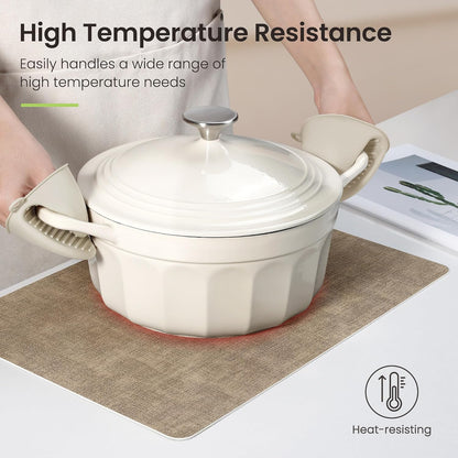 Faux Leather Dual Sided Placemats Set of 4, Square Non-Slip Heat Resistant Placemats with Coaster, Reversible wipeable Waterproof Table Mats for Kitchen, Dining, Outdoor (4, Black Light Coffee)