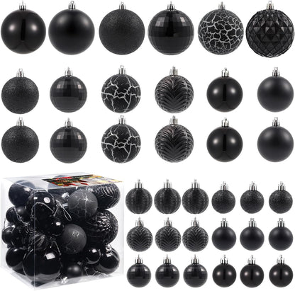 LANGXUN 36pcs Black Christmas Tree Decorations Balls, Bolas De Navidad, 2025 Christmas Decor, Indoor Outdoor Shatterproof Christmas Ornaments, Xmars Party Wedding Suppiles