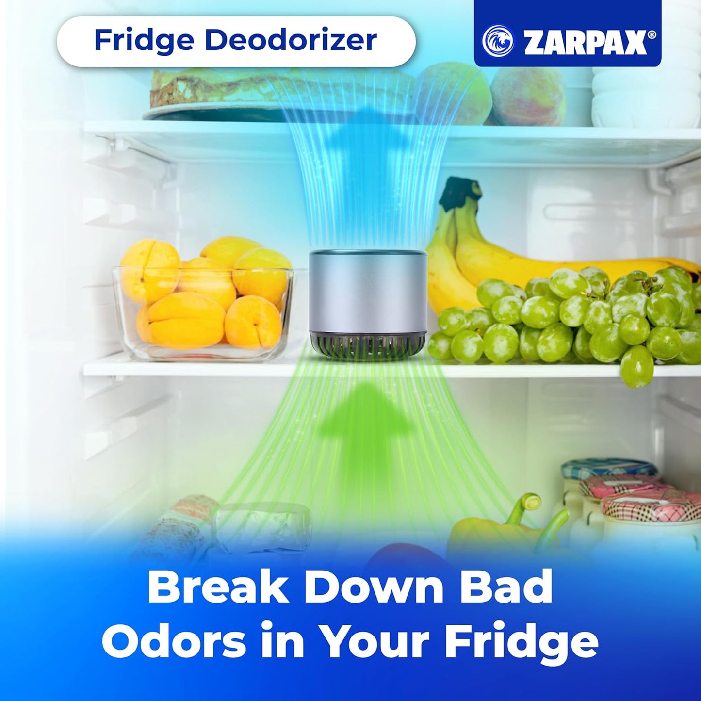 Refrigerator Deodorizer - Double Pack - Fridge Smell Eliminator Lasts for 10 Years -18ft3 Capacity Strong Fridge Odor Absorber, Eliminator & Air Purifier - More Effective Than Baking Soda