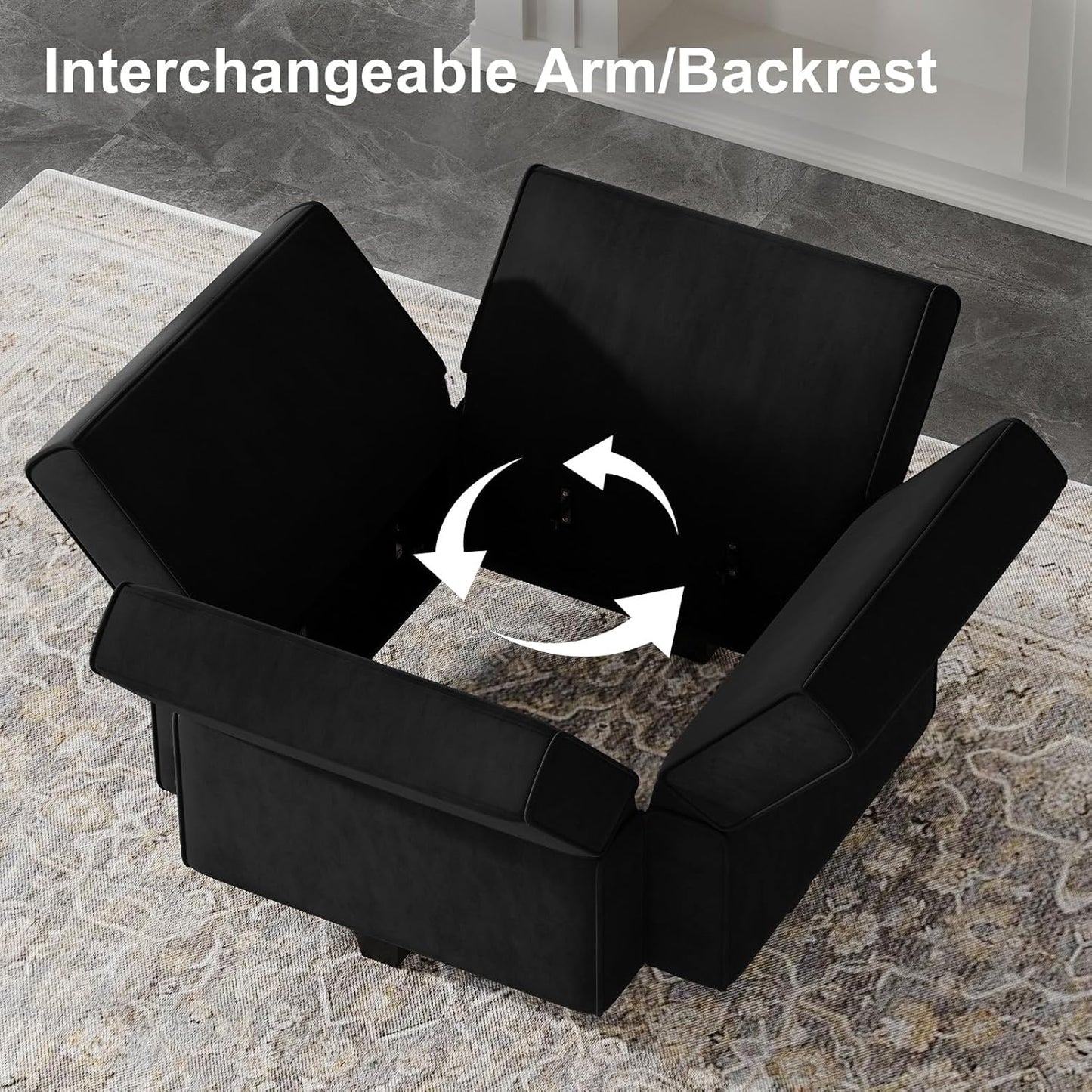 Belffin Modular Sectional Sofa with Reversible Chaise L Shaped Couch with Ottoman Modular Sofa Couch with Storage Black