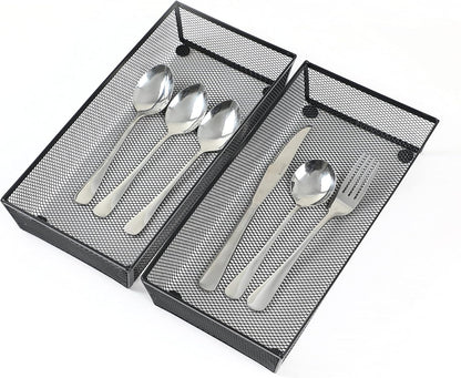 BYCY 3 Pack Mesh Flatware Drawer Organizer for Kitchen/Office/Home Tools,Spoon Knife Fork Organizers Box Utensil Tabletop Storage Tray (12 x 6 x 2 Inch)