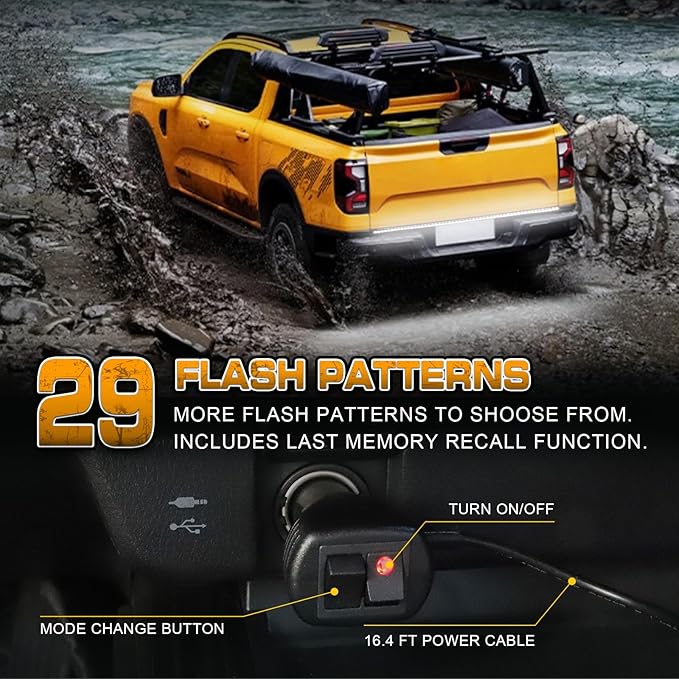 XRIDONSEN 48 inch White Tailgate Strobe Lights Strip 288 LED Tail/Rear Window Emergency Lights Flashing Warning Hazard Back Safety Caution Light for Tow/Plow Trucks Construction Vehicles Trailer