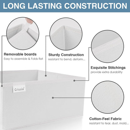 Criusia Drawer Organizer Clothes, 8 Pack Underwear Drawer Organizer, Foldable Closet Organizers and Storage Dresser Drawer Dividers for Clothes, Socks, Scarves, Ties (White)