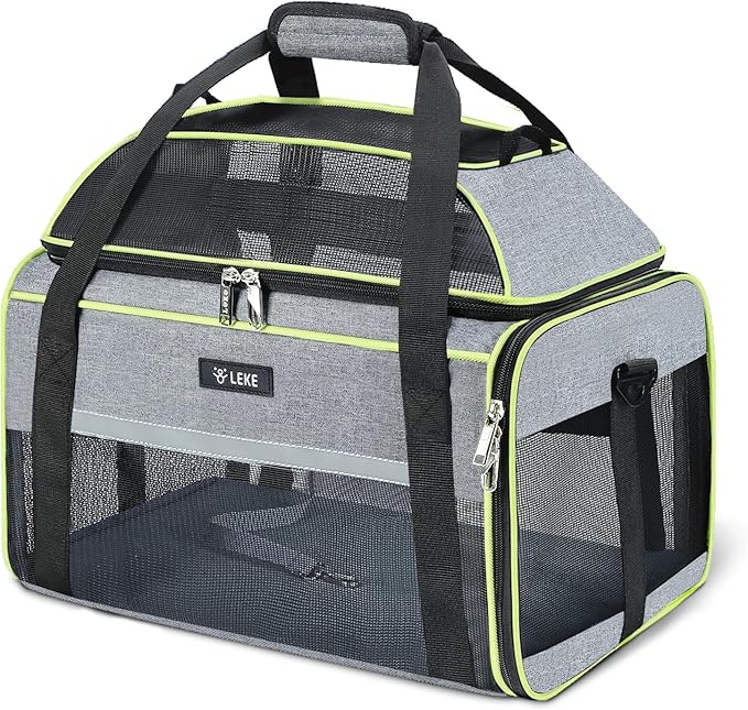 Lekereise Top-Expandable Pet Carrier 18x13x9.5 Inch Southwest Frontier Airline Approved Soft Sided Underseat to 15lbs Travel Carriers for Small Cats Dogs with Locking Safety Zippers Anti-Scratch Mesh