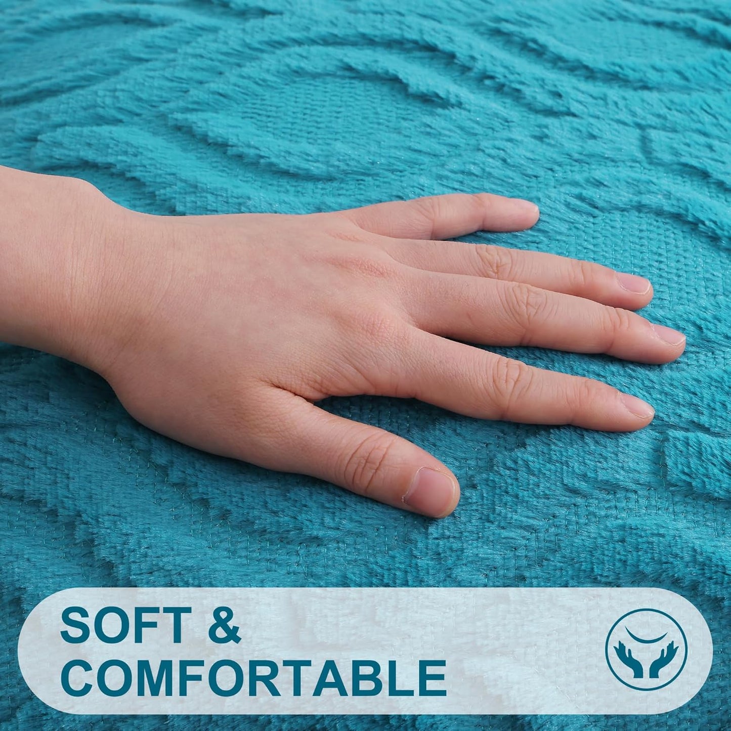 decorUhome Fall Throw Pillow Covers 12x20 Inch Set of 2, Soft Plush Decorative Faux Fur Teal Solid Couch Pillow Covers, Accent Farmhouse Neutral Lumbar Euro Pillow Cases for Sofa Bed Living Room