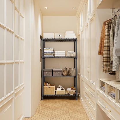 1000 lbs 4 Tier Shelf Metal Storage Shelves Shelving Wire Rack Heavy Duty Closet Organizers for Garage Kitchen Bathroom Laundry Black 13.8" D x 35.4" W x 59.5" H