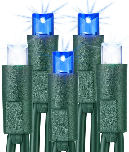 Brizled Blue & White Christmas Lights, 33ft 100 LED 5MM Wide Angle Christmas Lights, Mini String Lights Connectable, UL Listed Xmas Tree Light for Indoor Outdoor Holiday Party Decor, Green Wire