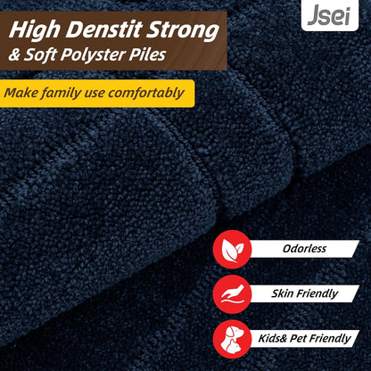 JSEI Entryway Rugs Doormat 24"x36", Non-Slip Dirt Trapper Door Mats Indoor, Washable Absorbent and Stain Resist Welcome Floor Mat for Front Door, Dog Door Mat, Muddy Wet Shoes & Paws, Navy Blue