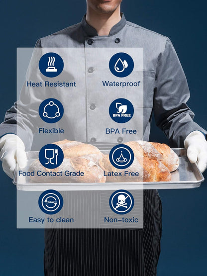 LANON Protection Wahoo Liquid Silicone Smoker Oven Gloves, Food-Contact Grade, Heat Resistant Gloves for Cooking, Grilling, Baking, White, M/8