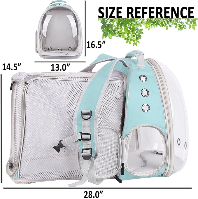 Square Back Extension Pet Backpack Carrier for Cat and Small Puppy up to 12 Pounds, Clear Space Capsule Astronaut Transparent Bubble Window Backpack to Carry and Transport Cat to Vet and Traveling